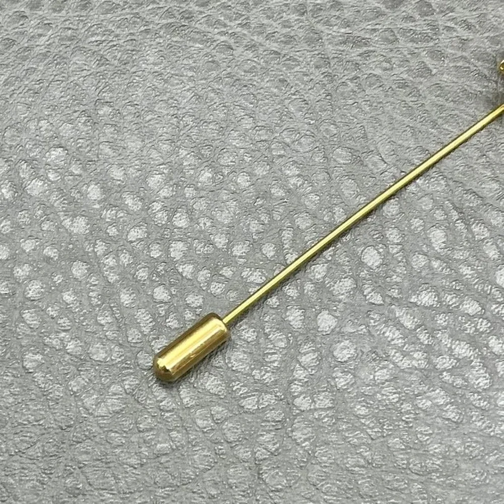 Vintage Stick Pin Gold Tone Floral Lapel Hat Flower Brooch Womens Fashion 2.5